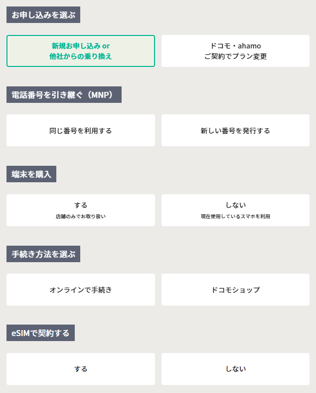 irumoの申し込み画面