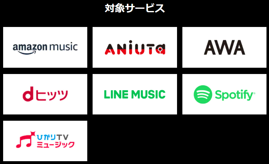MUSICカウントフリーの対象サービス