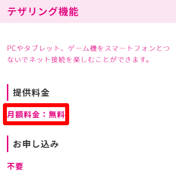 UQモバイルのテザリング料金
