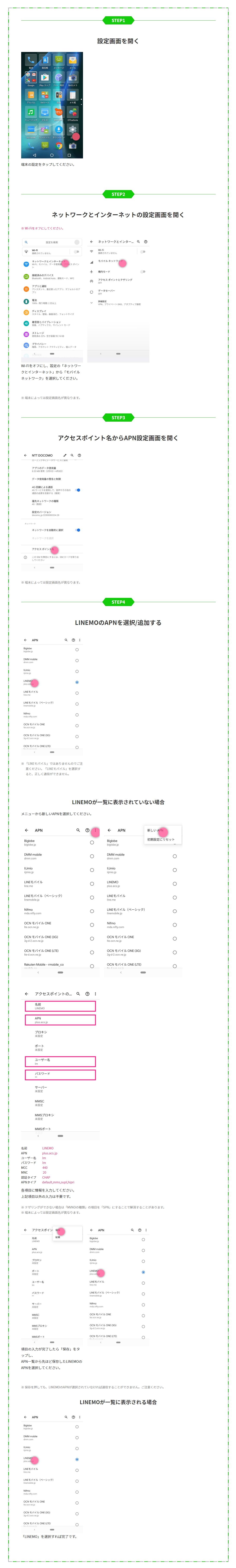 LINEMOのAPN