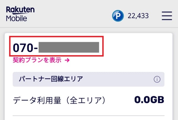取得した電話番号