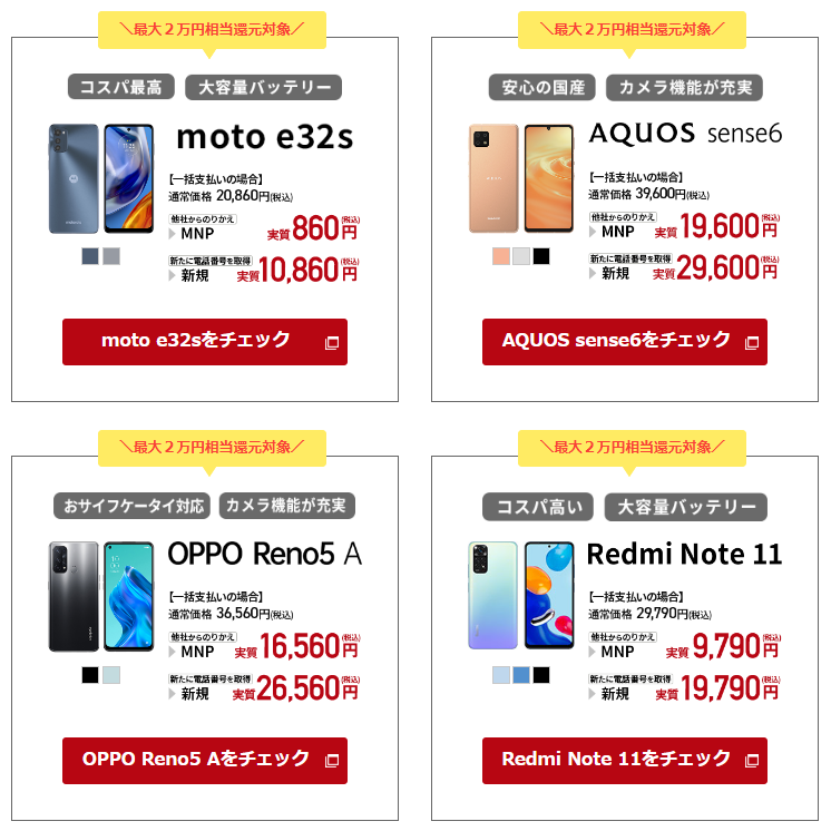 キャンペーン対象機種